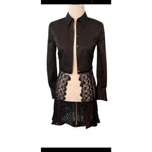 CODO GIRL Black Lace Trim Bustle Jacket •XS• Steampunk Gothic Punk Shirt Vampire